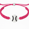 Pink softball rope bracelet with silver baseball charm, ideal for girls softball fans and gifts.