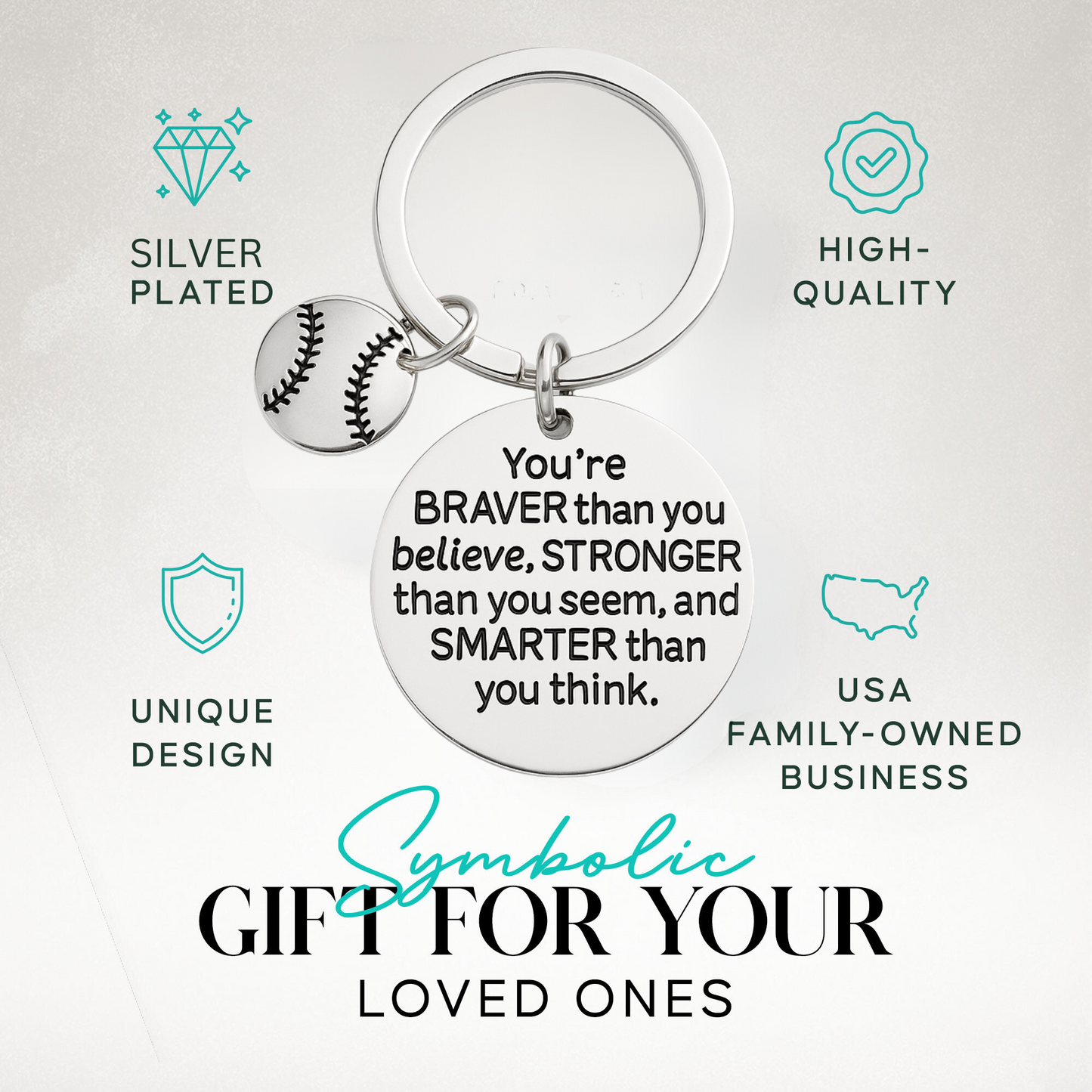 Softball You’re Braver than you Believe Inspirational Keychain