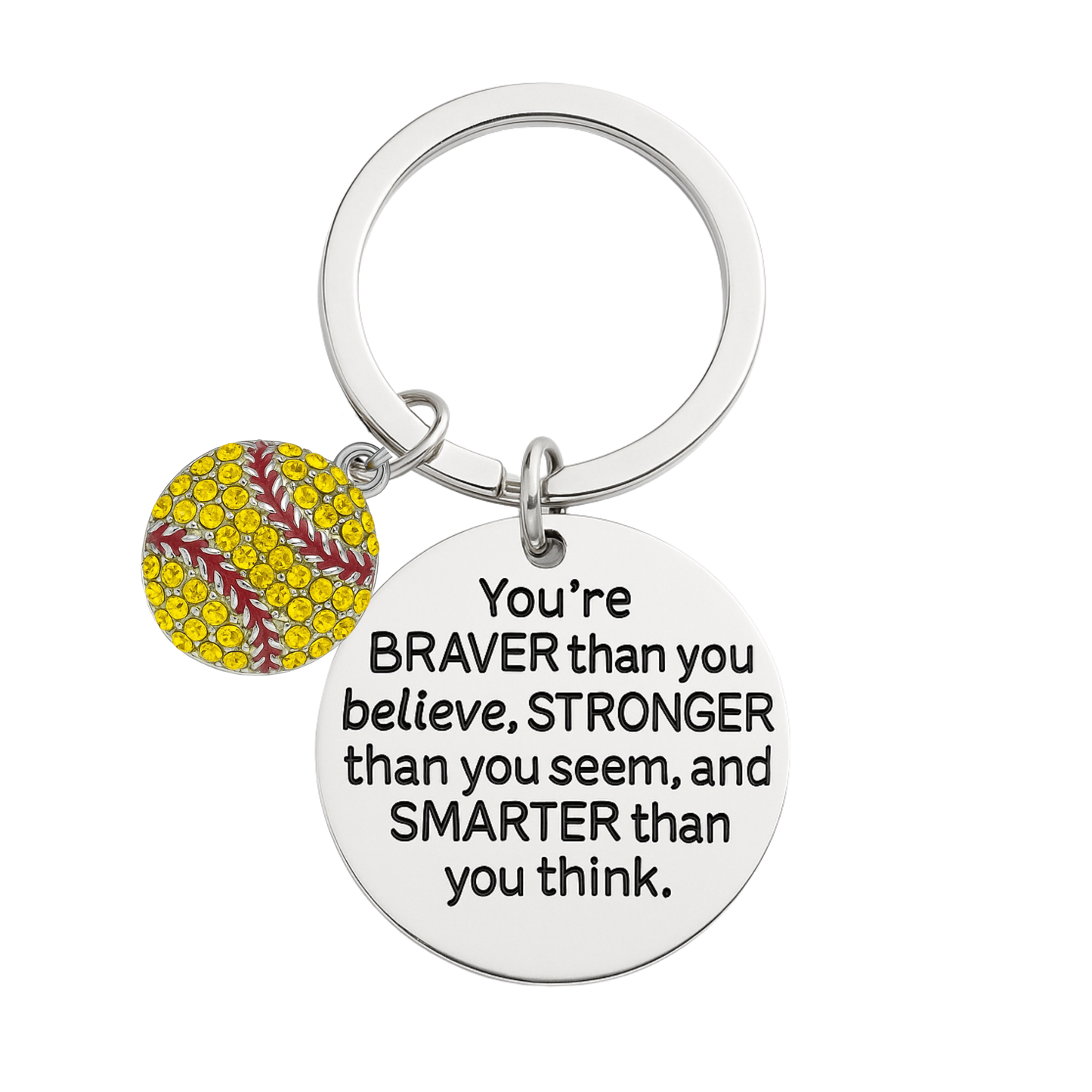 Softball You’re Braver than you Believe Inspirational Keychain