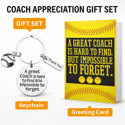 Softball Coach Keychain & Card- Great Coach is Hard to Find But Impossible to Forget