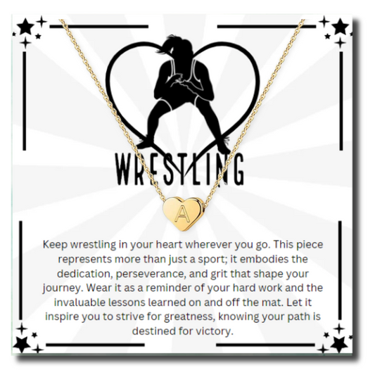 Wrestling Heart Initial Necklace