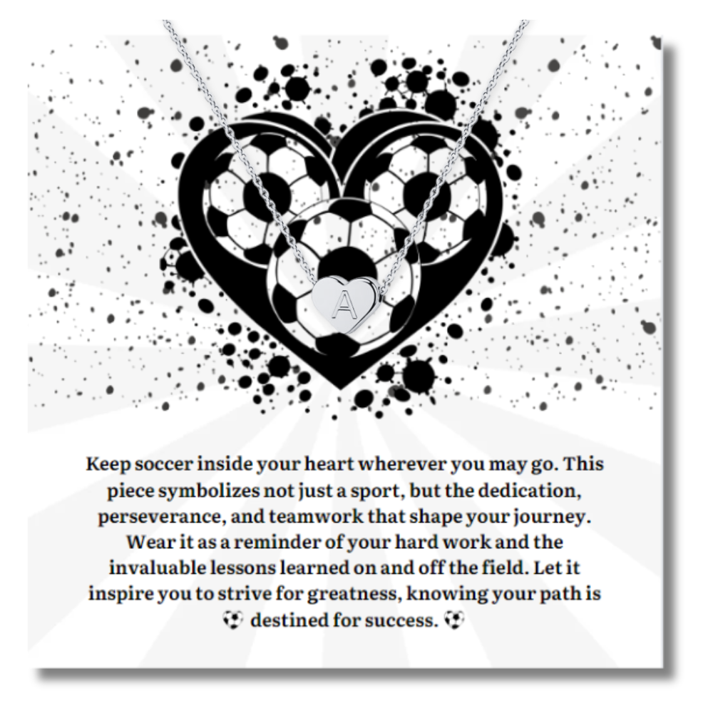 Soccer Heart Initial Necklace