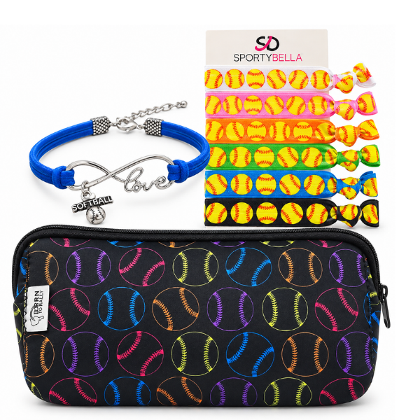 Softball Hustle Cosmetic Bag Gift Bundle