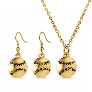 Softball Pendant & Earring Set