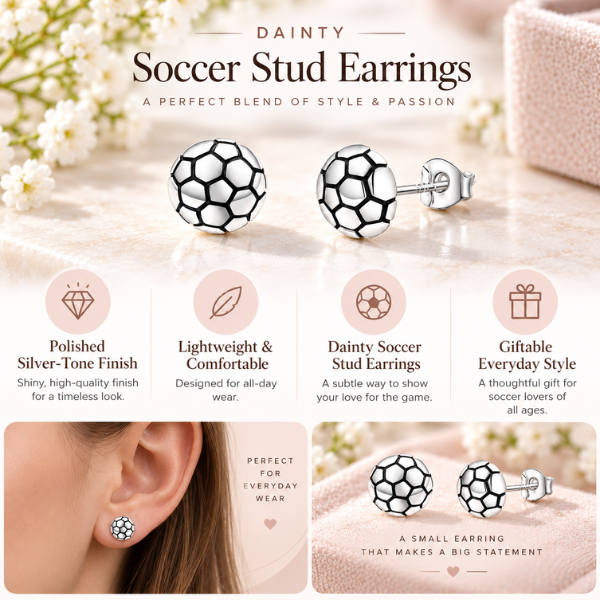 Soccer Silver Stud Earrings