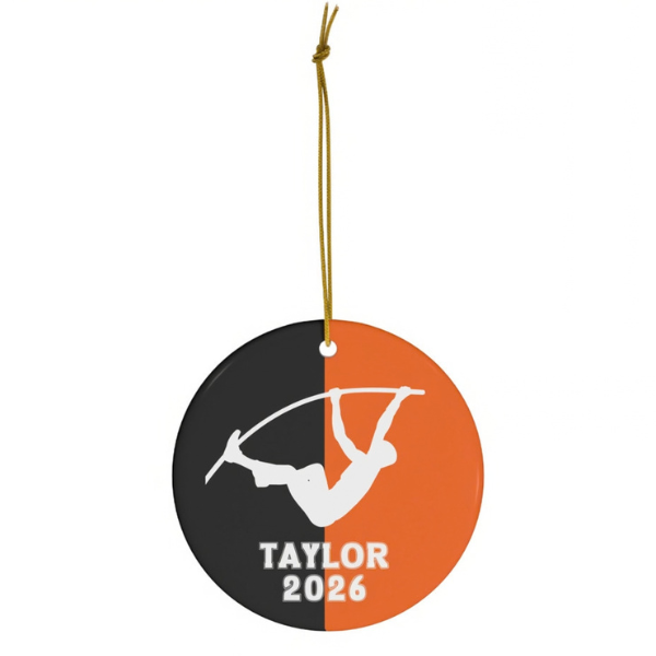 Pole Vault Ornament, Personalized Boys Track and Field Christmas Ornament, Ceramic Tree Ornament
