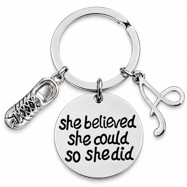 Personalized Runner Keychain, Runner She Believed She Could So She Did Keychain