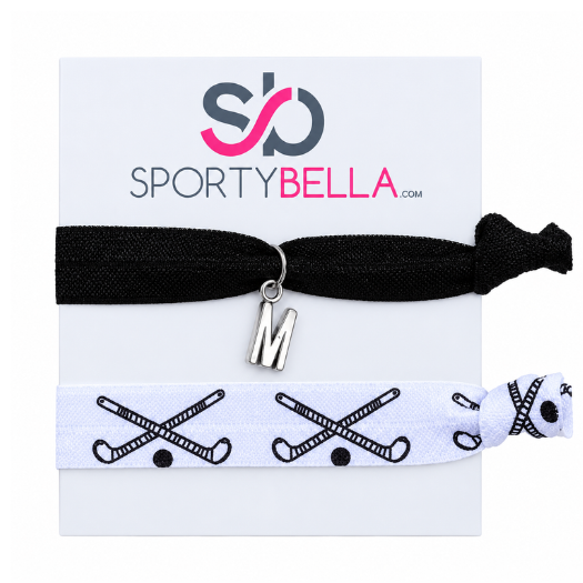 Personalized Field Hockey Hair Ties with Letter Charm