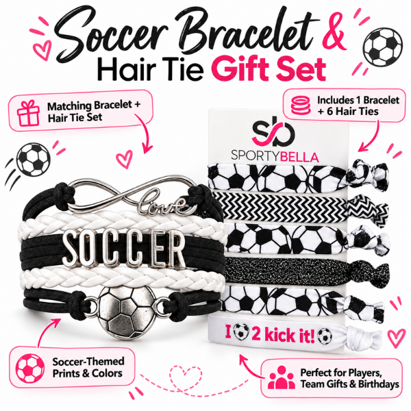Girls Infinity Soccer Gift Set (Bracelet & Hair Ties)