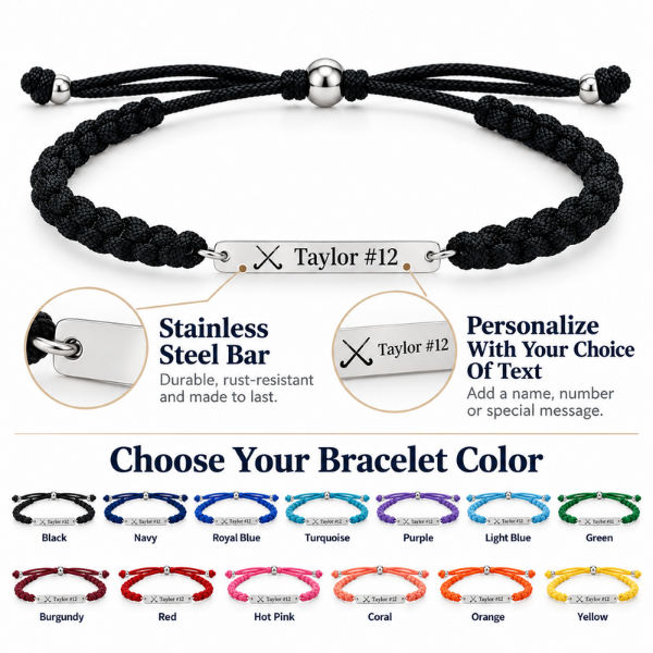 Personalized Engraved Field Hockey Bar Bracelet