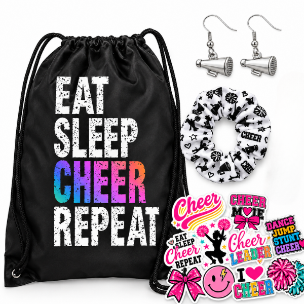 Cheer Gift Bundle - Eat Sleep Cher Repeat Nylon Drawstring Bag