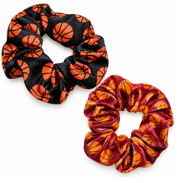 Basketball Premium Velvet Scrunchie- 2pc Set