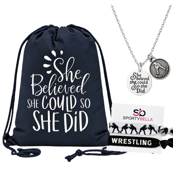 Wrestling She Did Necklace Gift Bundle