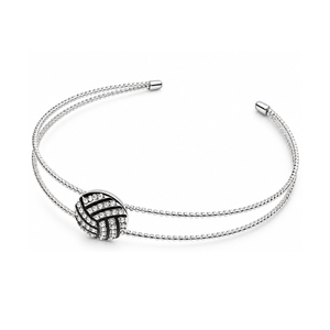 Volleyball Rhinestone Headband - Silver