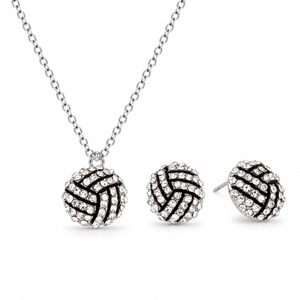 Volleyball Rhinestone Necklace and Earring Set
