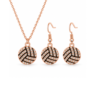 Volleyball CZ Necklace and Earring Set