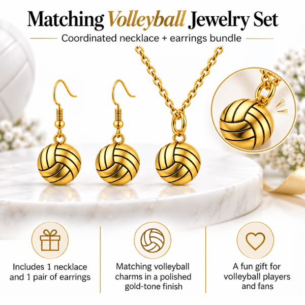 Volleyball Necklace and Earring Set