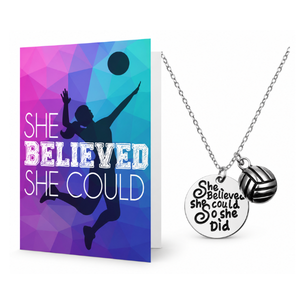 Volleyball Necklace & Card Gift Set