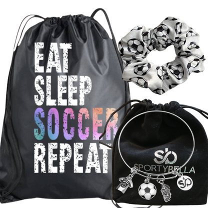 Soccer Sportybag - Eat Sleep Soccer Repeat Nylon Drawstring Bag