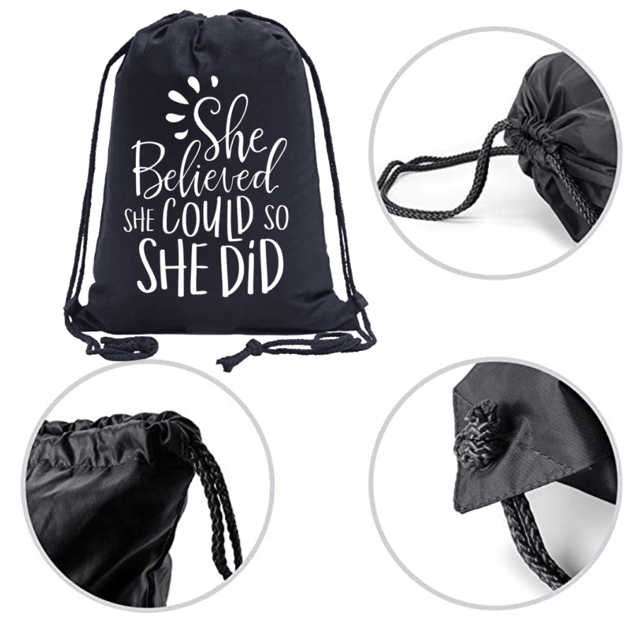 Lacrosse She Believed She Could So She Did Drawstring and Keychain Gift Bundle