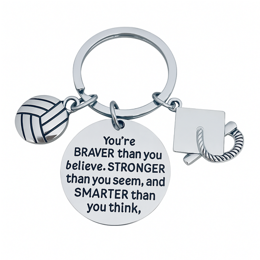 Sports Graduation Keychain - Braver Thank You Believe- Pick Activity