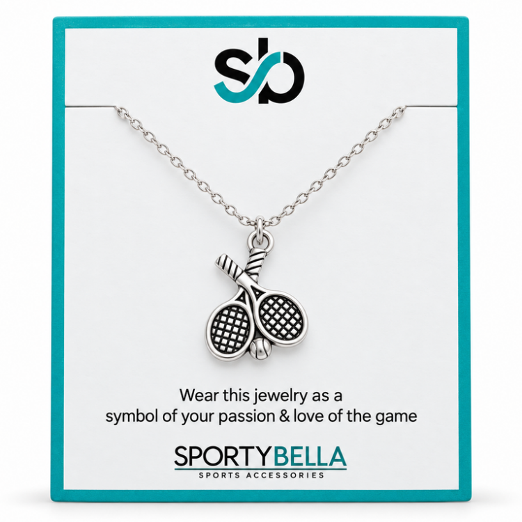 Tennis Necklace - Silver Rackets