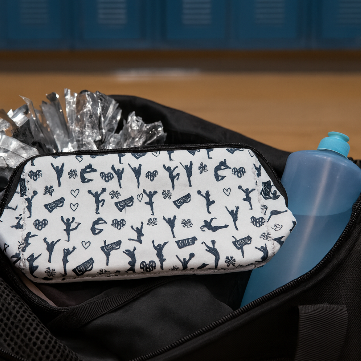 Cheerleading Black Cosmetic Bag