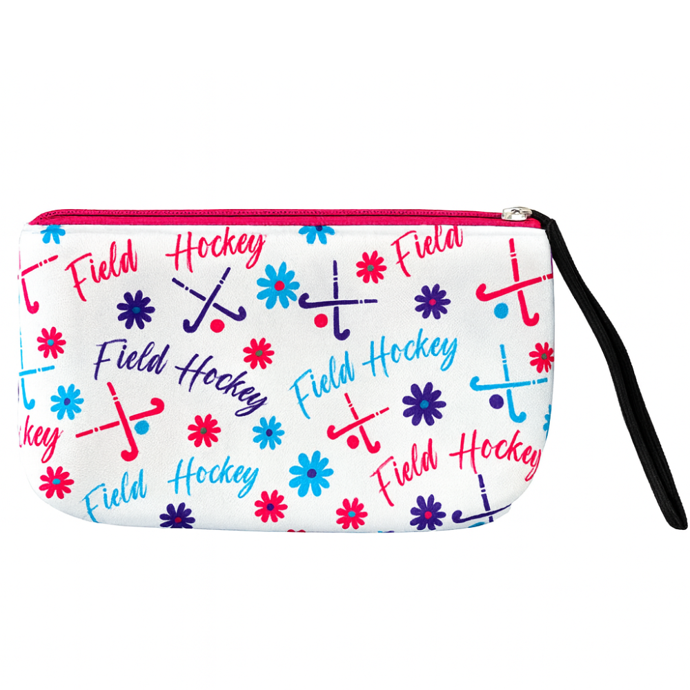Field Hockey Flower Wristlet Pouch Purse- Pick Color