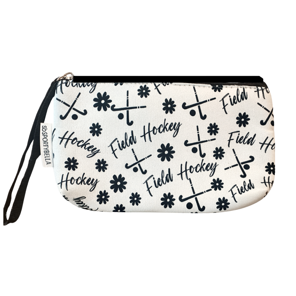 Field Hockey Flower Wristlet Pouch Purse- Pick Color