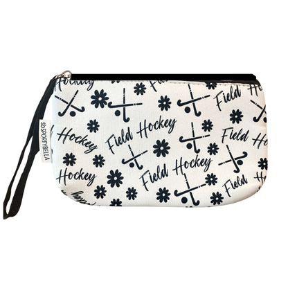 Field Hockey Flower Wristlet Pouch Purse- Pick Color
