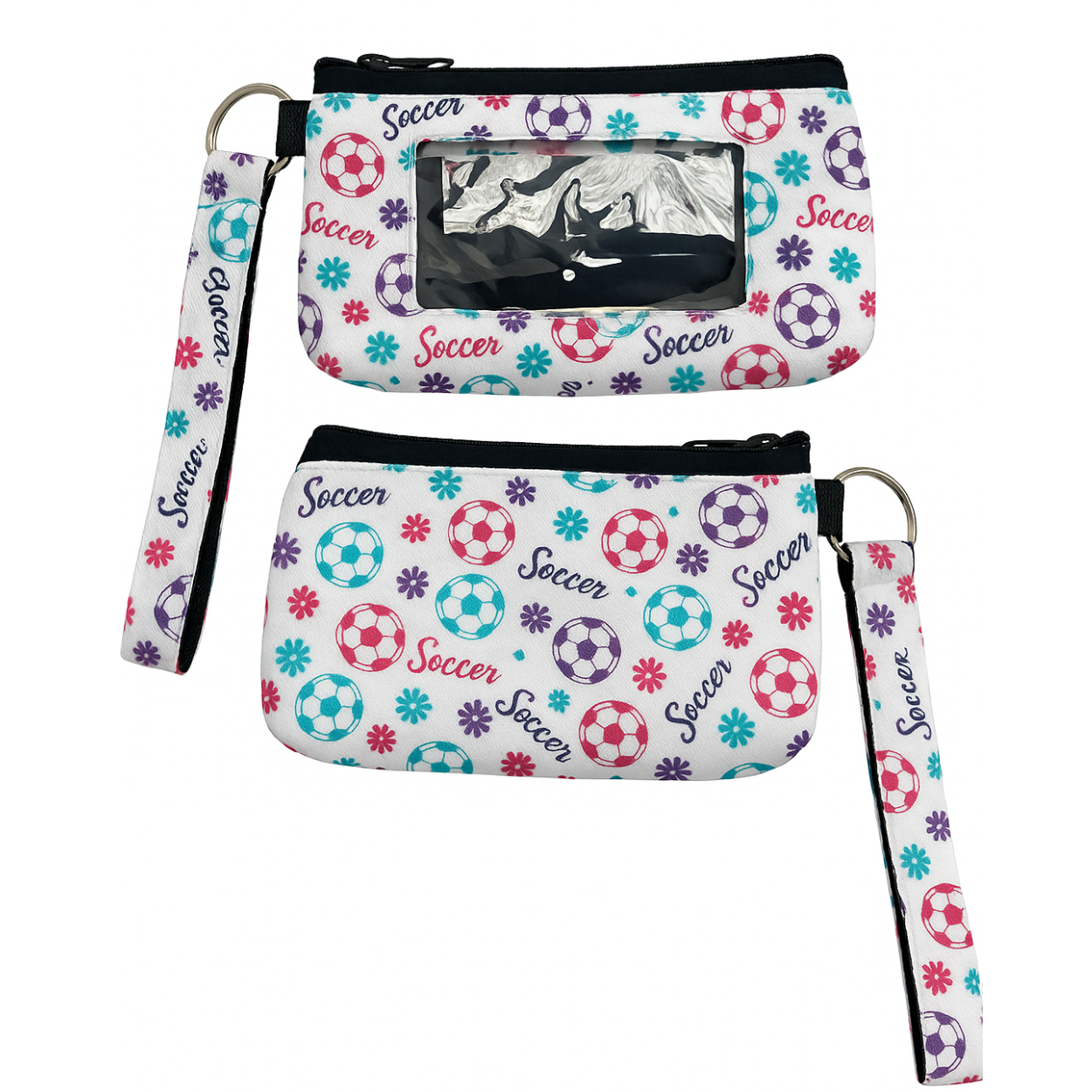 Soccer Credit Card Holder Zipper Wristlet
