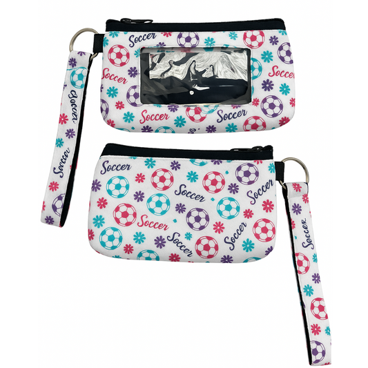 Soccer Credit Card Holder Zipper Wristlet