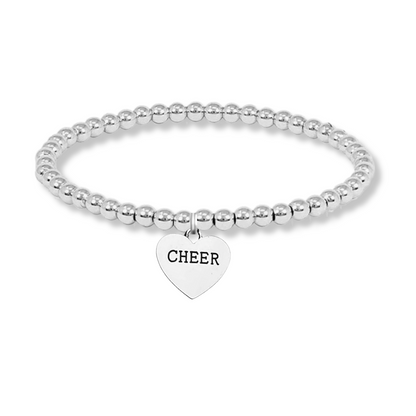 Silver Cheer Beaded Charm Bracelet