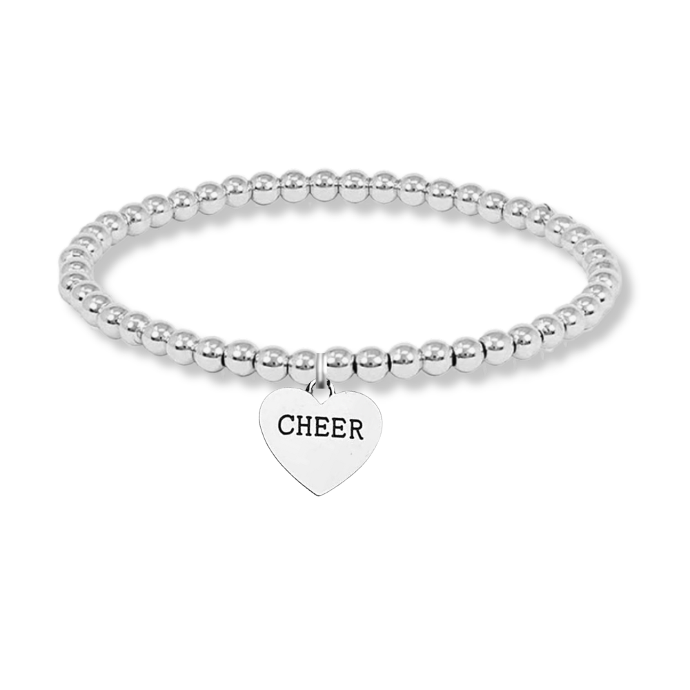 Silver Cheer Beaded Charm Bracelet