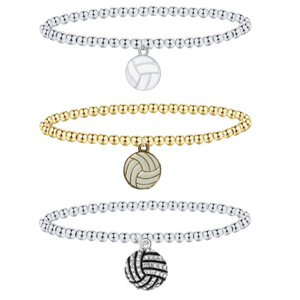 Volleyball Beaded Stacks Bracelet