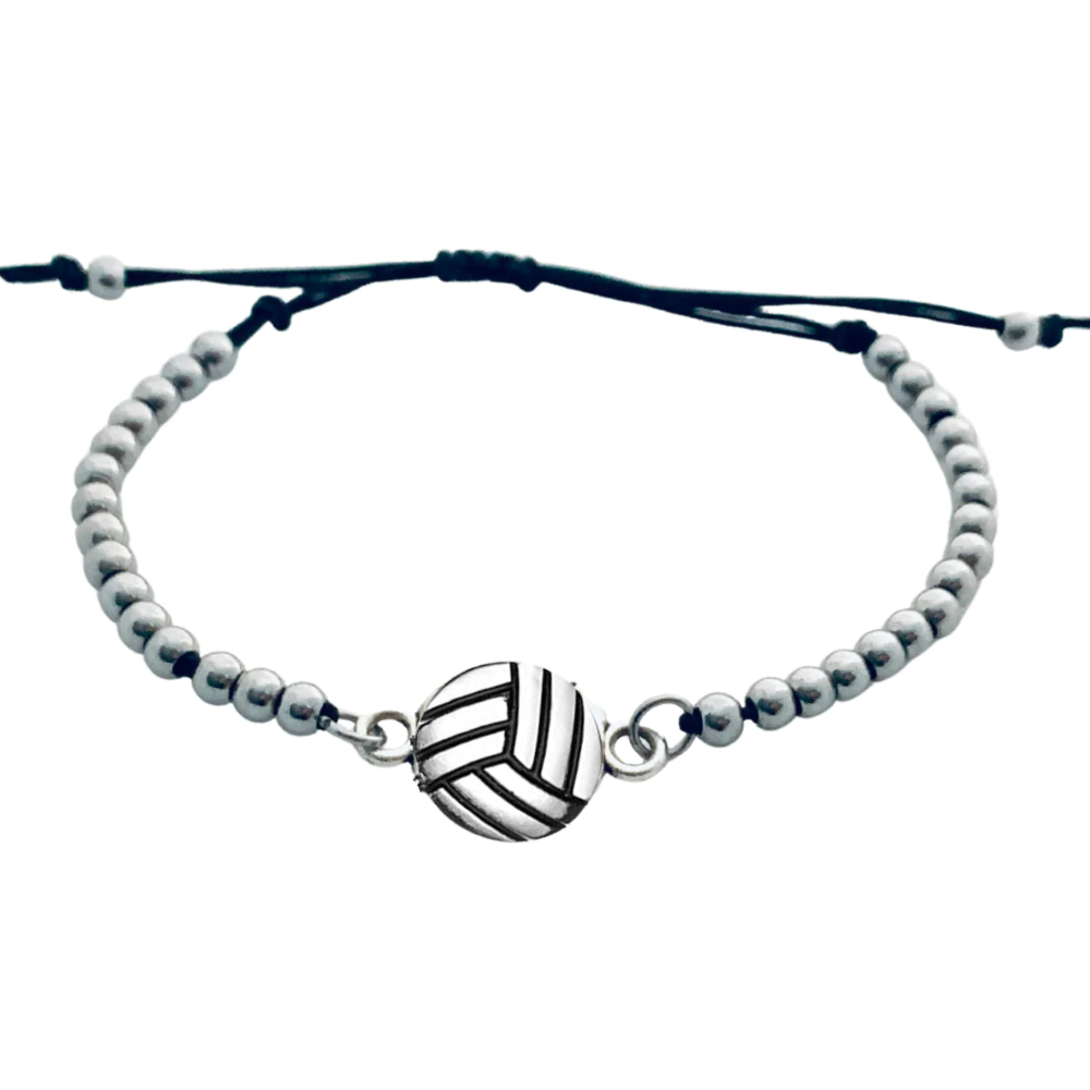 Volleyball Beaded Adjustable Charm Bracelet