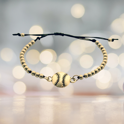 Softball Beaded Adjustable Charm Bracelet