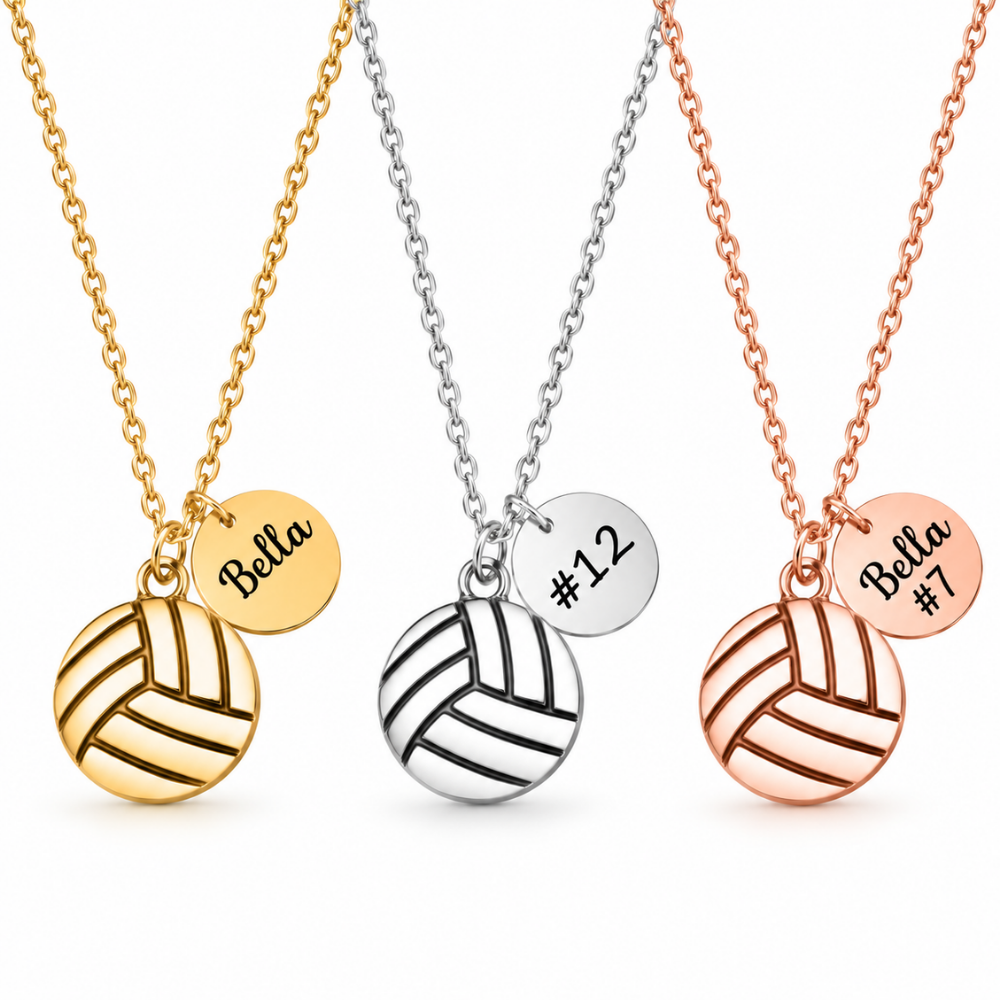 Personalized Volleyball Engraved Necklace