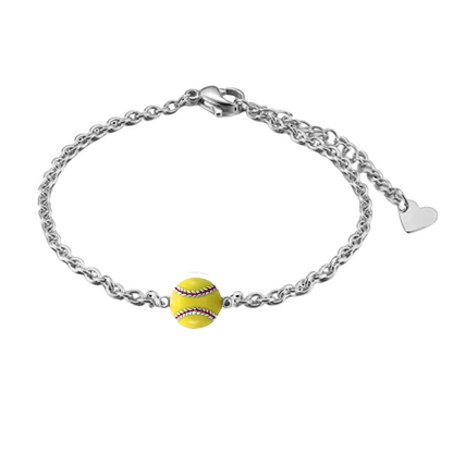 Softball Charm Chain Bracelet