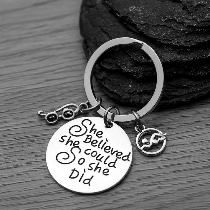 Swim Keychain -  She Believed She Could So She Did