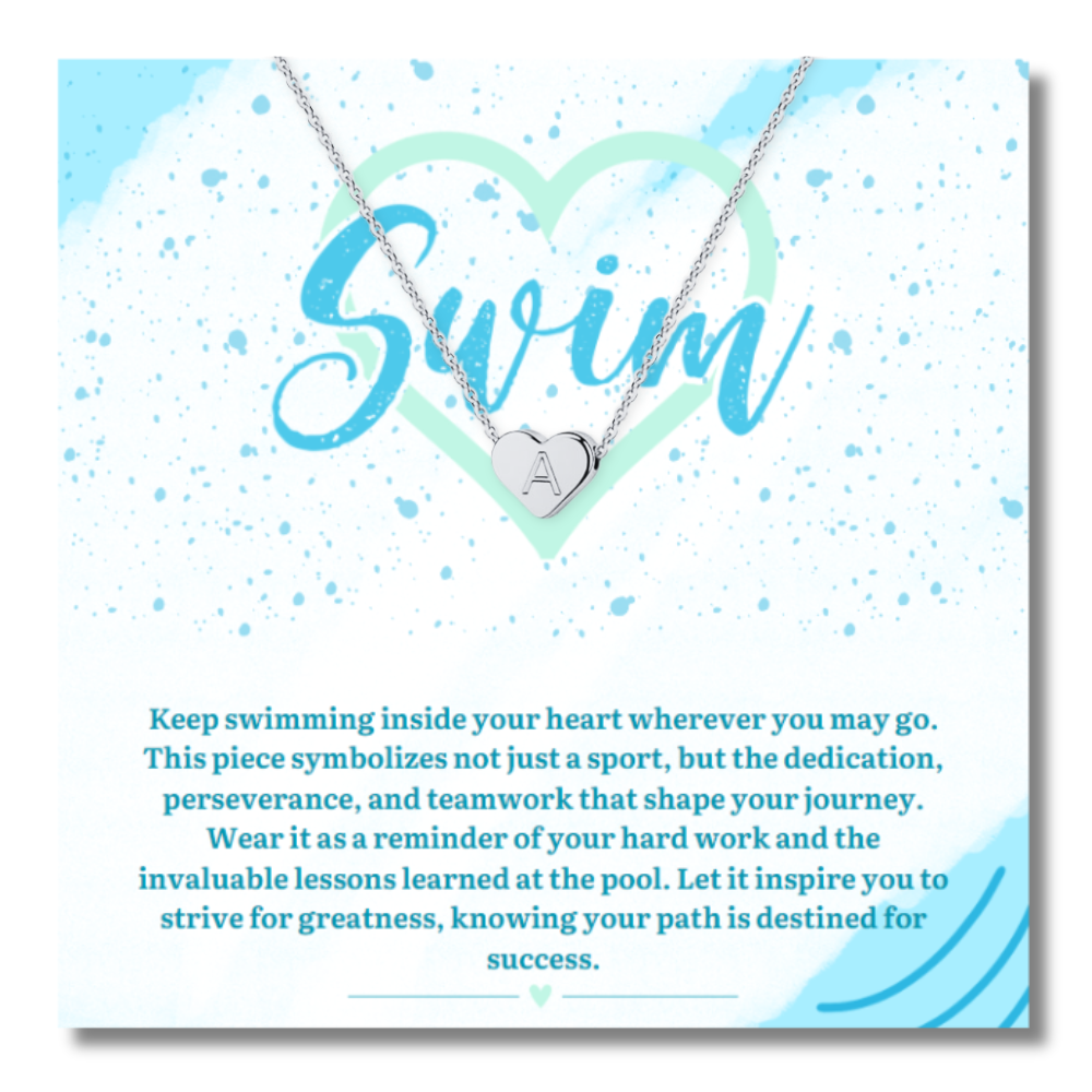 Swim Heart Initial Necklace