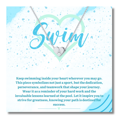 Swim Heart Initial Necklace