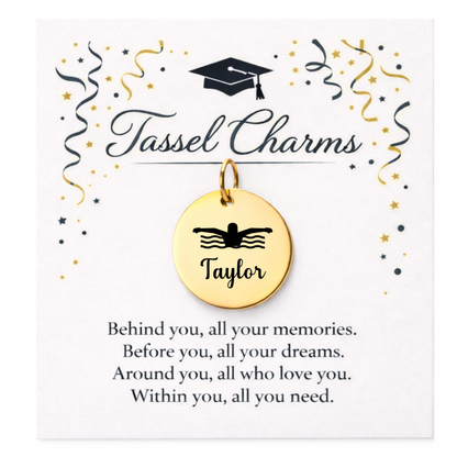Swimming Engraved Tassel Charm