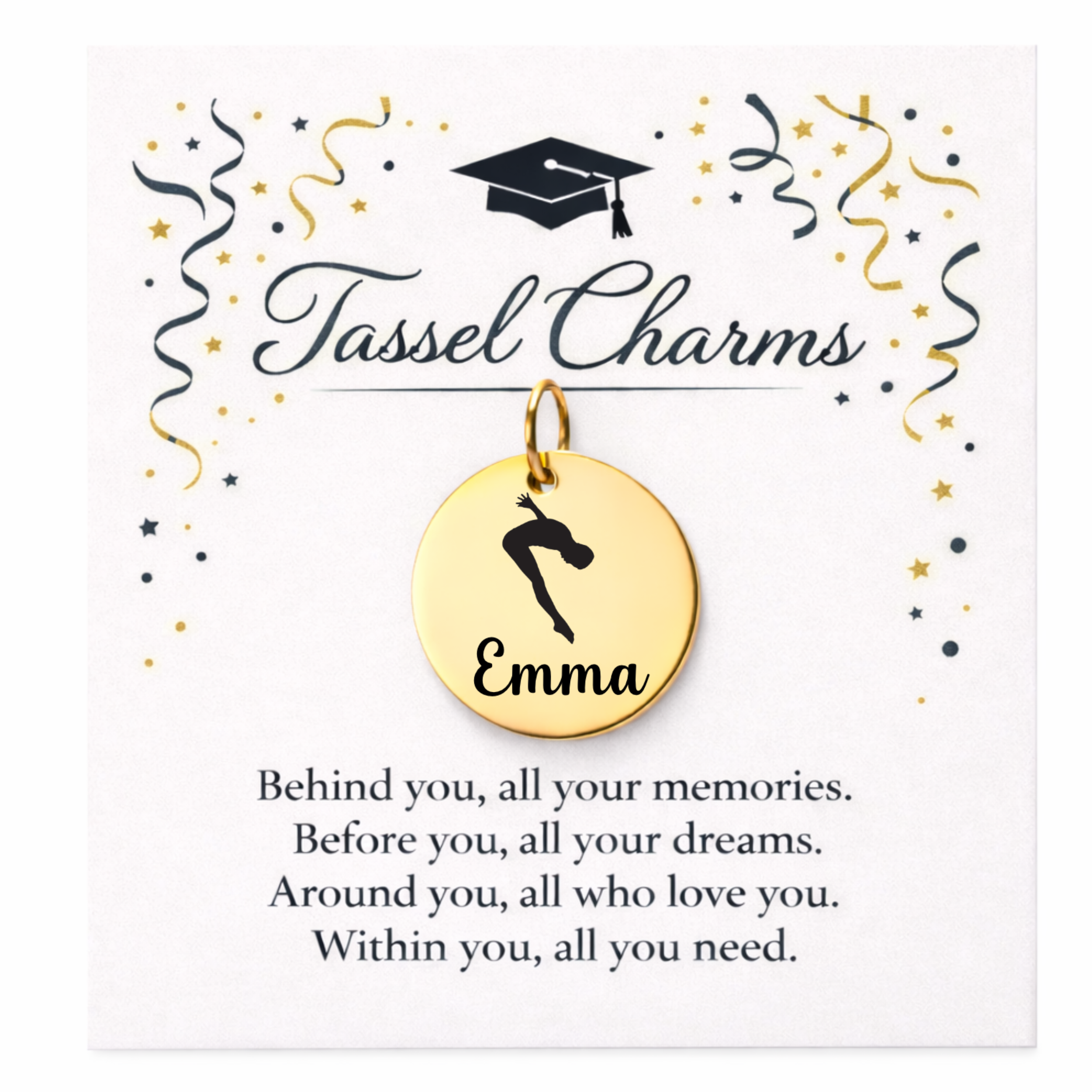 Swimming Engraved Tassel Charm