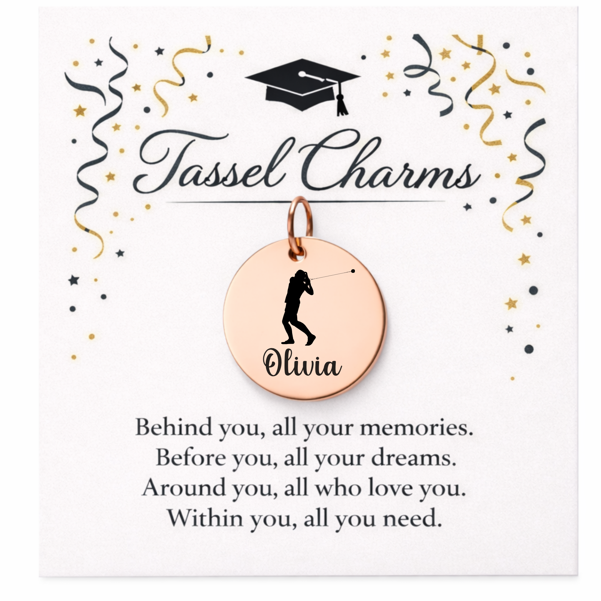Hammer Throw Engraved Tassel Charm