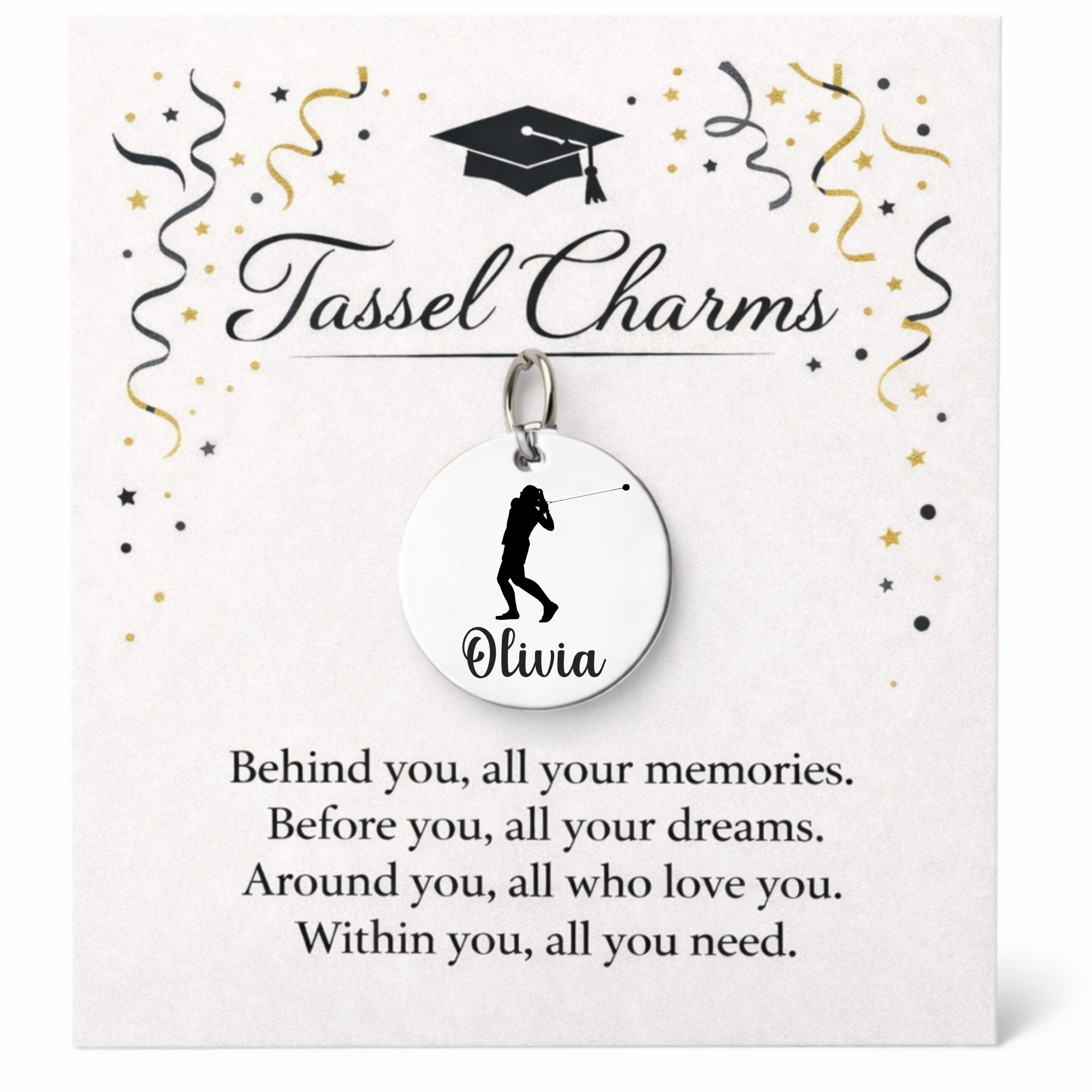 Hammer Throw Engraved Tassel Charm