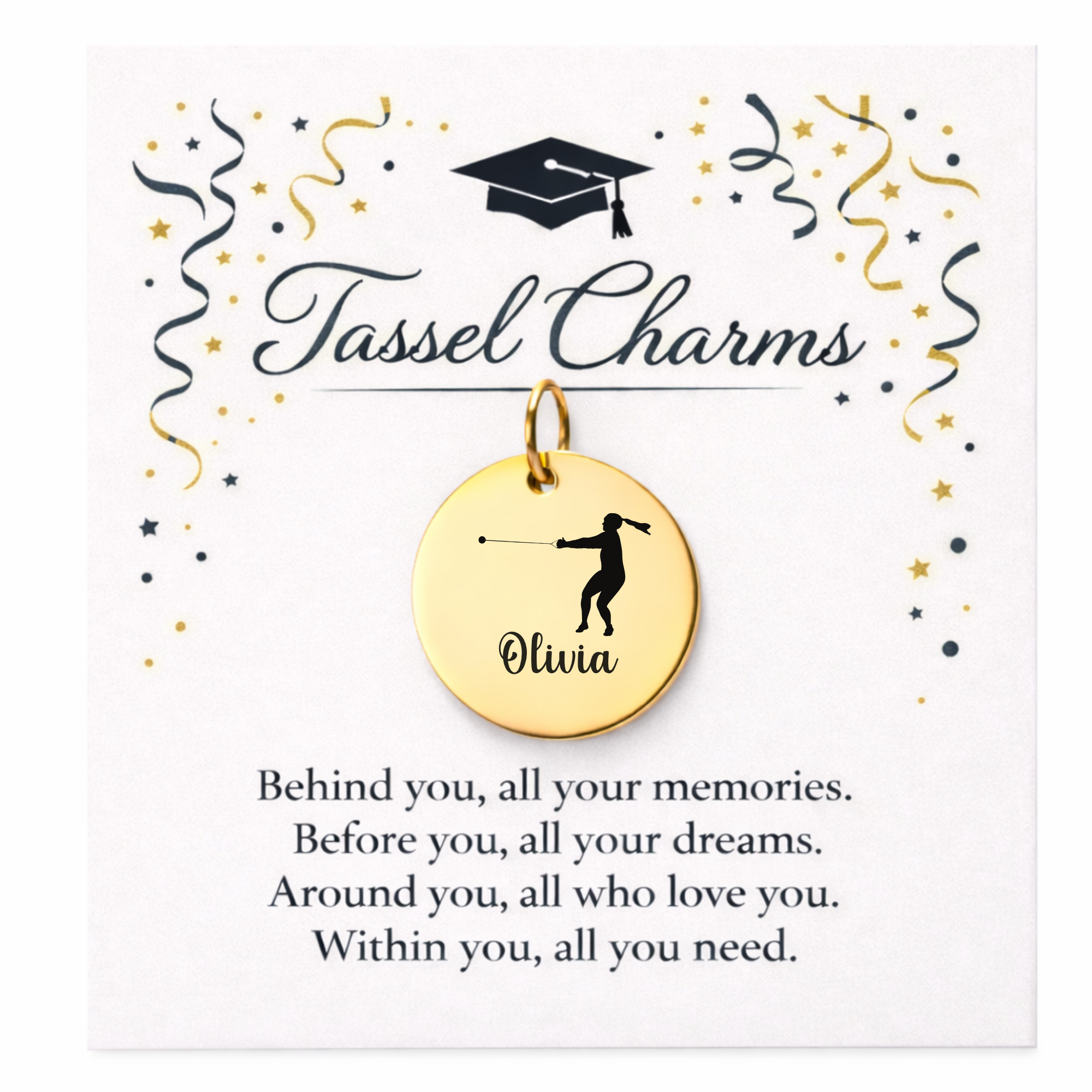 Hammer Throw Engraved Tassel Charm