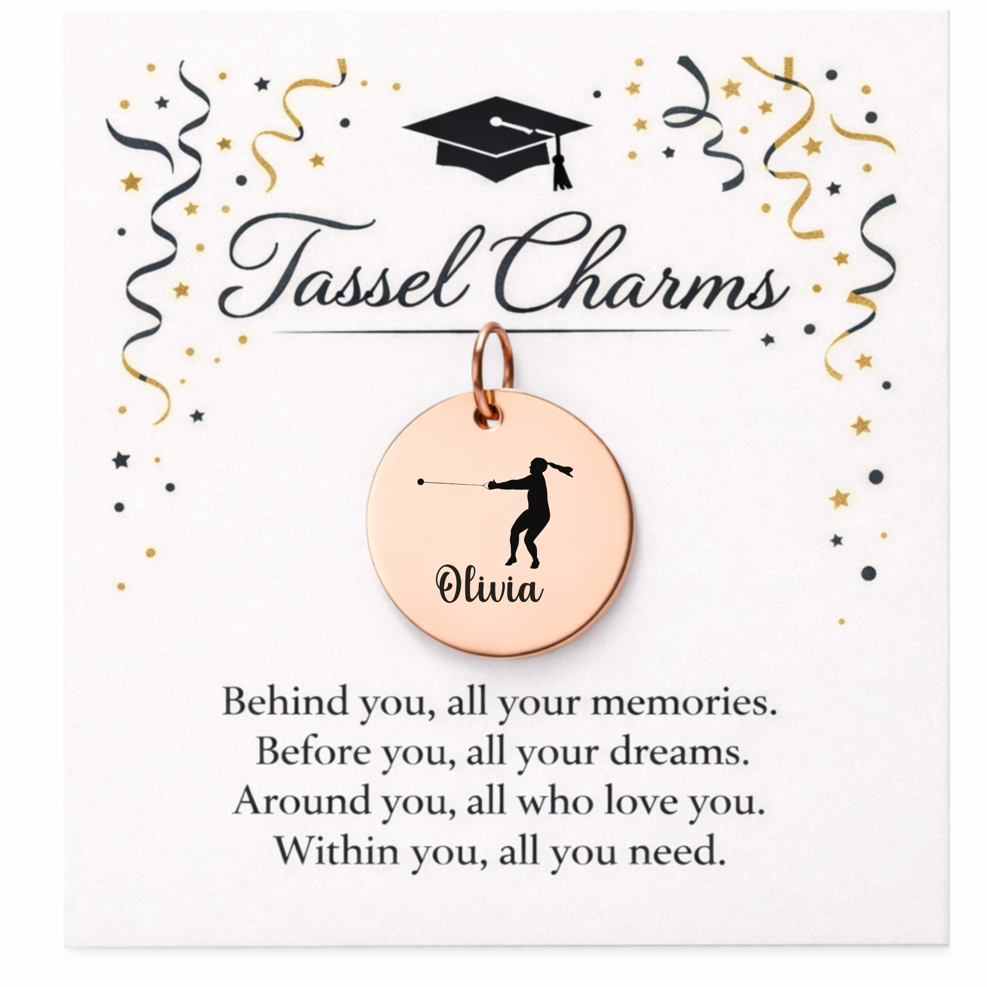 Hammer Throw Engraved Tassel Charm