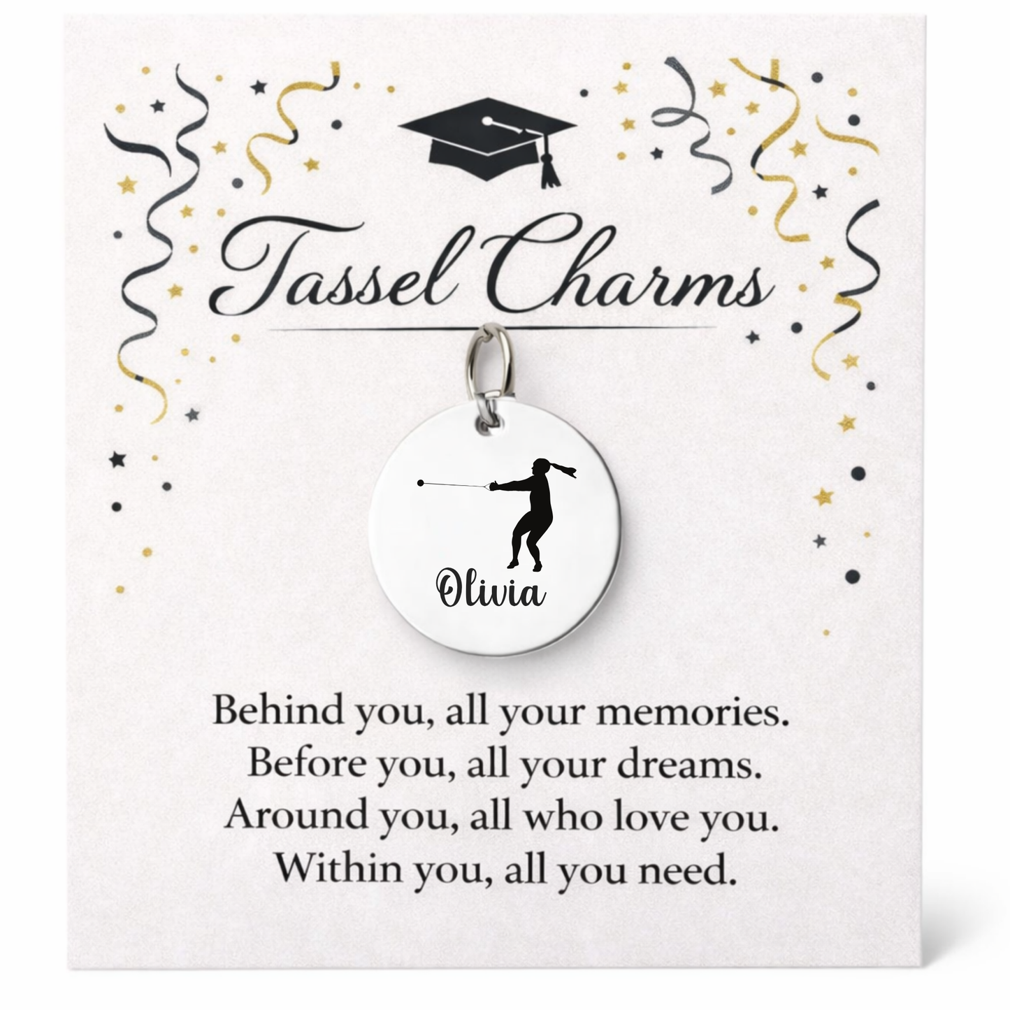 Hammer Throw Engraved Tassel Charm