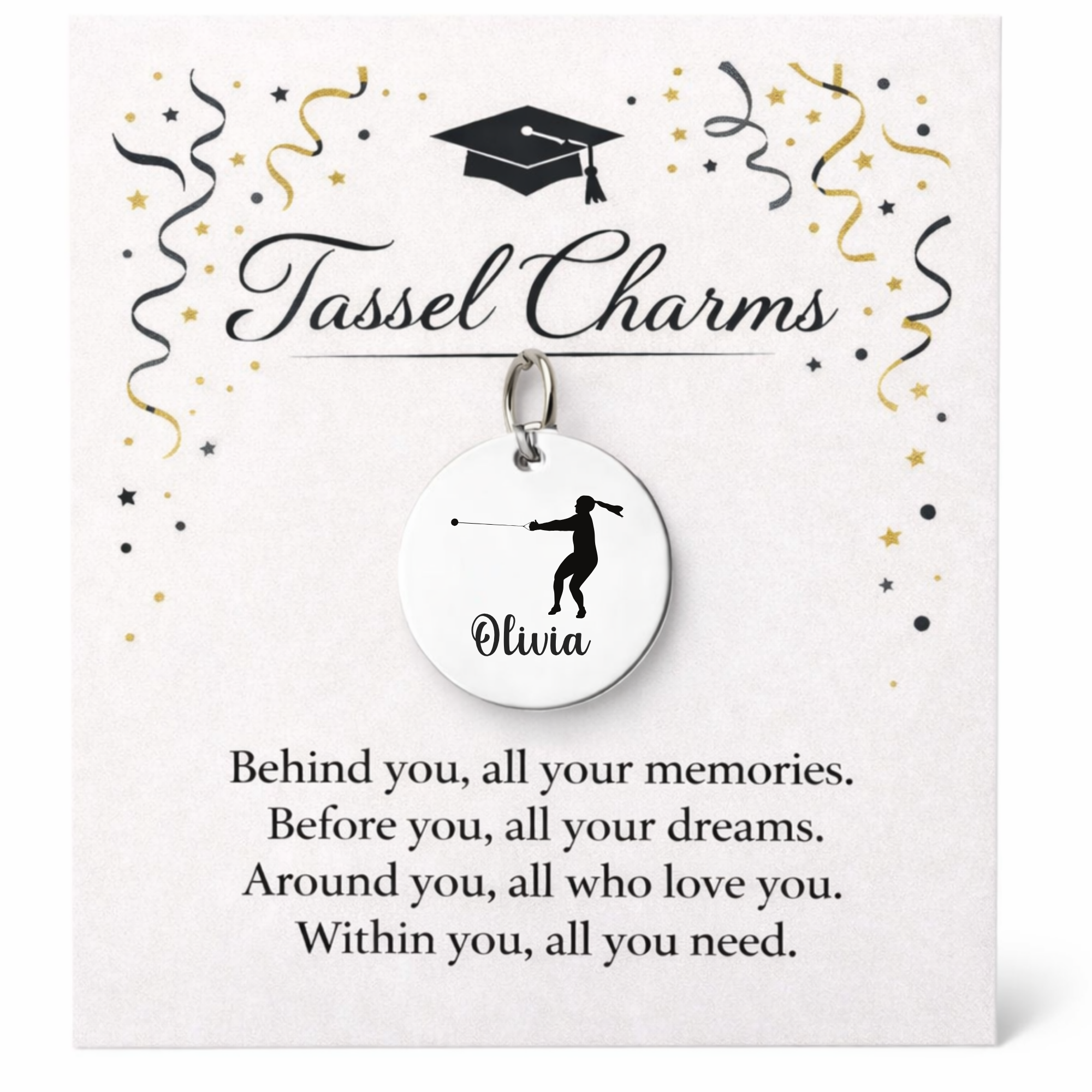 Hammer Throw Engraved Tassel Charm